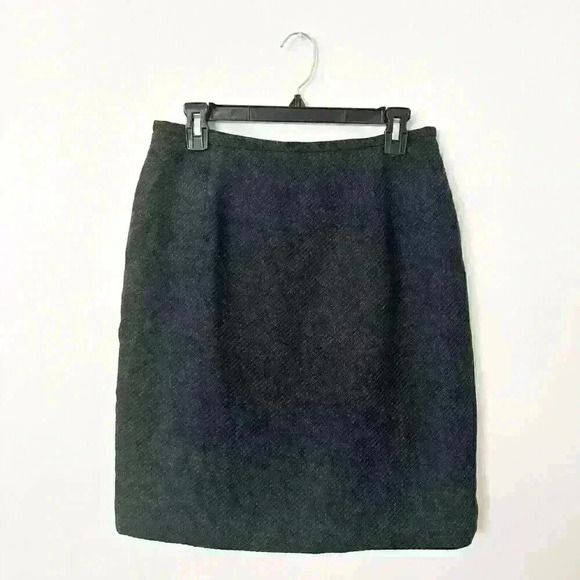 Lauren Ralph Lauren Wool Skirt SZ 10 Gray Black Vintage 90s Modest Career Office